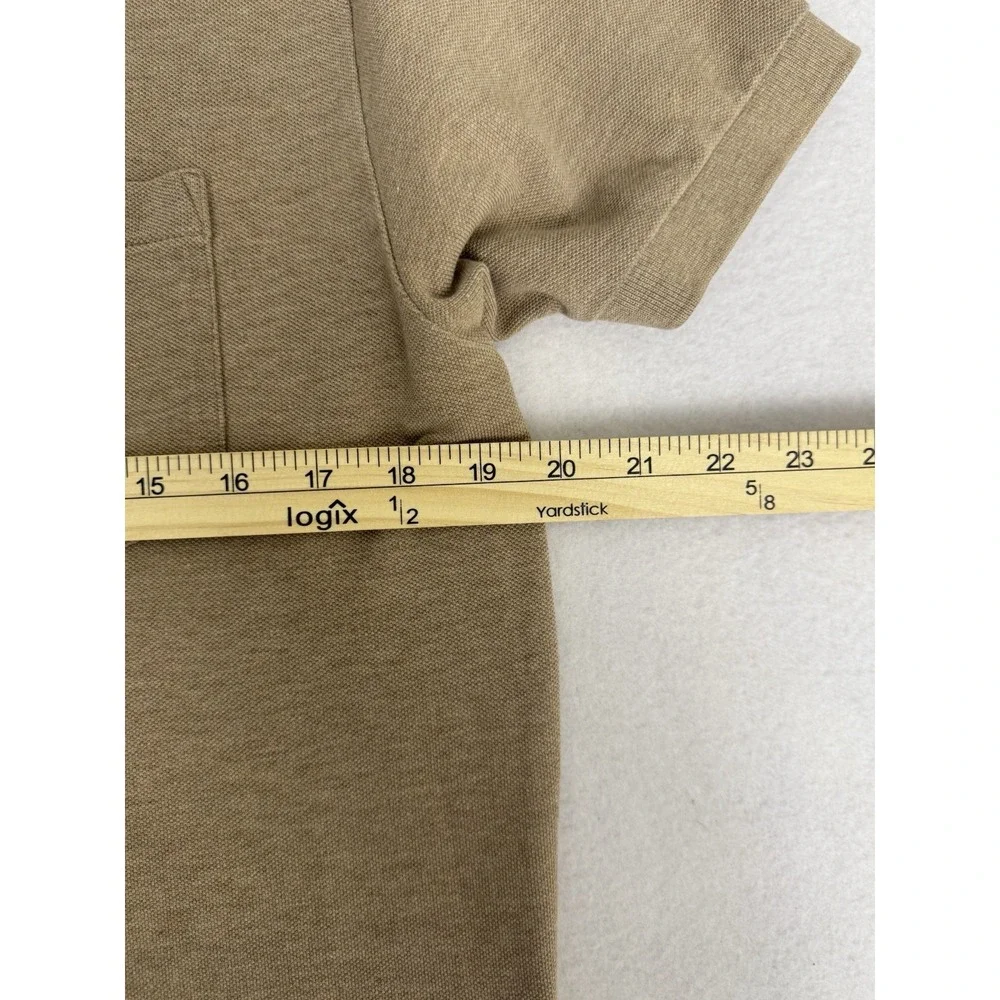 Vintage Polo Ralph Lauren Pocket Polo Shirt‎ M Tan Beige Made in Hong Kong